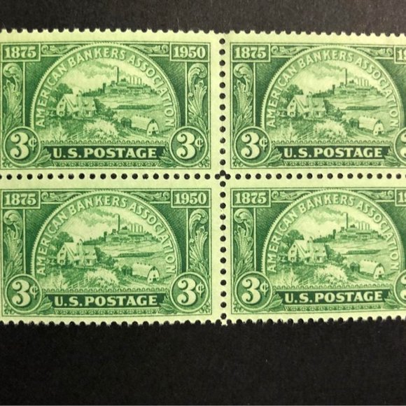 1950 Bankers 4x6 Framed Stamp Art, Unused Vintage USA #987. - Picture 3 of 6